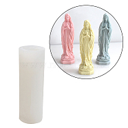 Religion Virgin Mary Scented Candle Silicone Statue Molds, Candle Making Molds, Aromatherapy Candle Molds, WhiteSmoke, 14x4.6cm, Inner Diameter: 2.5x3.5cm(DIY-G104-01)