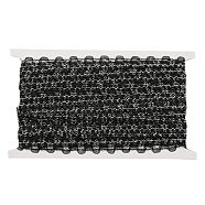 Polyester Lace Trim for Curtain, Home Textile Decor, Silver, Black, 1/2 inch(12mm)(OCOR-K007-10B-02)