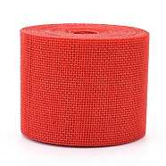 Polyester Imitation Linen Wrapping Ribbon, for Crafts Decoration, Red, 2 inch(50mm), about 5.47 Yards(5m)/Roll(OCOR-G007-01H)