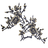 Polyseter Appliqu, Ornament Accessories, Flower, Olive, 365~480x260~460x0.8mm(DIY-WH0181-68A)