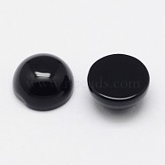Natural Black Agate Cabochons, Half Round, 10x5mm(X-G-F313-01-10mm)