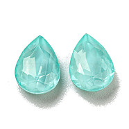 Glass Rhinestone Cabochons, Point Back & Back Plated, Faceted, Teardrop, Light Azore, 10x7x4mm(RGLA-G021-03A-361DE)