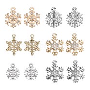 36Pcs 6 Style Alloy Pendants, with Crystal Rhinestone, Snowflake Charm, Platinum & Golden, 16~22x14~17x1.7~3mm, Hole: 1.2~2mm, 6pcs/style(FIND-SC0004-63)