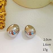 Oval Alloy Stud Earrings, Platinum, 20x16mm(WG64463-20)