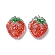 Fruit Transparent Epoxy Resin Decoden Cabochons, with Paillettes, Strawberry, 22.5x19x7mm(CRES-I030-23J)