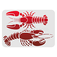 Large Plastic Reusable Drawing Painting Stencils Templates, for Painting on Scrapbook Fabric Tiles Floor Furniture Wood, Rectangle, Shrimp Pattern, 297x210mm(DIY-WH0202-209)