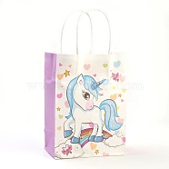 Rectangle Paper Bags, with Handles, Gift Bags, Shopping Bags, Horse Pattern, for Baby Shower Party, Flamingo, 21x15x8cm(AJEW-G019-05S-02)