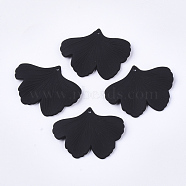 Spray Painted Acrylic Pendants, Rubberized Style, Ginkgo Leaf, Black, 33x45x2mm, Hole: 1.4mm(MACR-S361-28A)