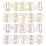 2 Colors Number 0~9 Shape Iron Paperclips, Cute Paper Clips, Funny Bookmark Marking Clips, Golden & Rose Gold, 27.4~29x17.4~24x2~3.5mm, 10pcs/card, 1card/color(TOOL-SZ0001-07)