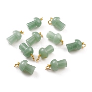 Natural Green Aventurine Pendants, with Platinum Tone Brass Findings, Mushroom, 33mm(G-M380-C09-P)