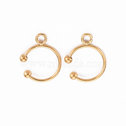 Ion Plating(IP) 304 Stainless Steel Ear Cuff Findings, with Loop, Golden, 14.5x11x1mm, Hole: 2mm(STAS-S116-308G)