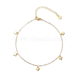 201 Stainless Steel Cross Charm Anklets, with Brass Cable Chains, Golden, 23x0.15cm(AJEW-AN00521)