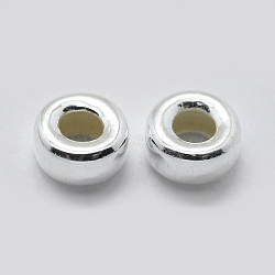 925 Sterling Silver Spacer Beads, Rondelle, Silver, 7x4mm, Hole: 3mm, about 14pcs/5g(STER-K171-39S-03)