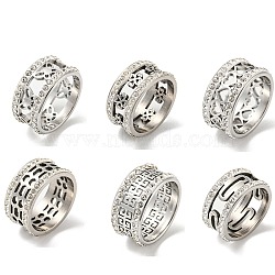 304 Stainless Steel Finger Rings for Women, with Crystal Rhinestone, Mixed Shapes, US Size 8(18.1mm), 10mm(RJEW-Z016-01P)