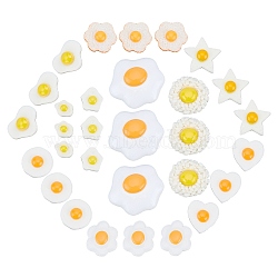SUNNYCLUE 80Pcs 10 Style Resin Cabochons, Heart & Star & Flower & Fried Egg/Poached Egg, White, 8pcs/style(CRES-SC0002-04)