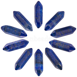 Beebeecraft 10Pcs Natural Lapis Lazuli No Hole, Dyed, Faceted Bullet, Double Terminated Points, 22~23x6x6mm(G-BBC0001-15)