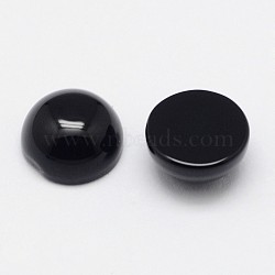 Natural Dyed & Heated Black Agate Cabochons, Half Round, 10x5mm(X-G-F313-01-10mm)