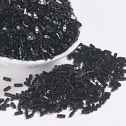 MIYUKI Quarter TILA Beads, Japanese Seed Beads, 2-Hole, (QTL401) Black, 5x1.2x1.9mm, Hole: 0.8mm, about 480pcs/10g(X-SEED-J020-QTL0401)