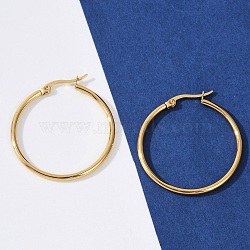 201 Stainless Steel Hoop Earrings, with 304 Stainless Steel Pins, Ring Shape, Golden, 33.5x2mm, 12 Gauge, Pin: 1x0.7mm(EJEW-I245-20F)