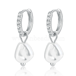 S925 Silver Freshwater Pearl Ear Clips, Baroque Cute Daily Hoop Earrings for Women(HI4910-2)