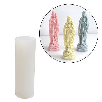 Religion Virgin Mary Scented Candle Silicone Statue Molds, Candle Making Molds, Aromatherapy Candle Molds, WhiteSmoke, 14x4.6cm, Inner Diameter: 2.5x3.5cm