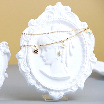 Resin Earring Jewelry Cameo Display Stand, with Plastic Holder, White, 14.2x11x1.3cm, Hole: 2mm