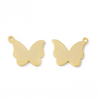 Brass Pendants, Cadmium Free & Lead Free, Butterfly Charm, Real 24K Gold Plated, 16.5x14.5x0.8mm, Hole: 1.4mm
