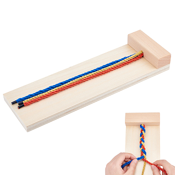 Wooden Hair Braided Training Aids, with Polyester Ropes, Children Toys, Rectangle, Colorful, 300x96x44mm