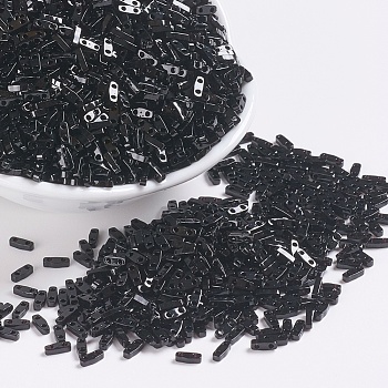 MIYUKI Quarter TILA Beads, Japanese Seed Beads, 2-Hole, (QTL401) Black, 5x1.2x1.9mm, Hole: 0.8mm, about 480pcs/10g