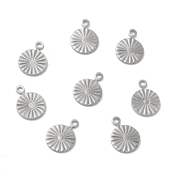 304 Stainless Steel Charms, Flat Round Charm, Stainless Steel Color, 11x8x1mm, Hole: 1.4mm