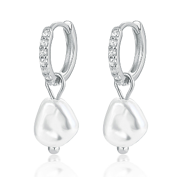 S925 Silver Freshwater Pearl Ear Clips, Baroque Cute Daily Hoop Earrings for Women