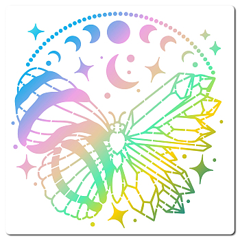 PET Plastic Hollow Out Drawing Painting Stencils Templates, Square, Butterfly Pattern, 300x300mm