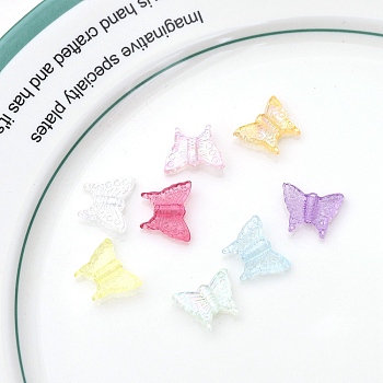 Transparent Acrylic Beads, AB Color Plated, Butterfly, Mixed Color, 12x14.9x4mm, Hole: 1.7mm