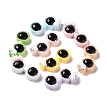 Opaque Resin Cabochons, Glasses with Bowknot, Mixed Color, 15x31.5x7.5mm