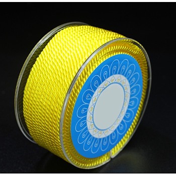 Round Nylon Cords, Milan Cords/Twisted Cords, Yellow, 1.5mm, about 25.15 yards(23m)/roll