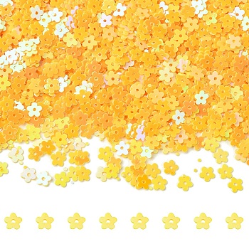 50G Plastic Sequins Beads, Sewing Craft Decorations, Flower, Goldenrod, 5x5mm
