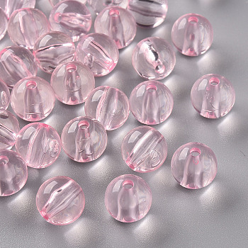 Transparent Acrylic Beads, Round, Pink, 12x11mm, Hole: 2.5mm, about 566pcs/500g