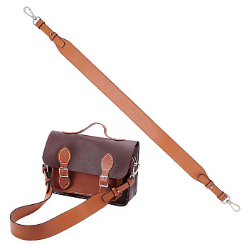 Imitation Leather Bag Handles, with Alloy Findings, for Bag Replacement Accessories, Chocolate, 80x4x0.35cm