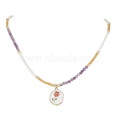 Alloy Enamel Pendant Necklace(NJEW-JN04407)-3