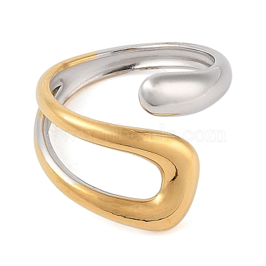 304 Stainless Steel Open Cuff Rings for Women(RJEW-Z058-03G)-2