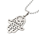 anlaufgeschützte Religion 304 Edelstahl-Kugelkette mit Hamsa-Hand-Anhänger und Stern für Damen und Herren(NJEW-U005-05P)-1