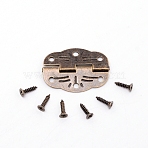 Iron Hinge, with Screw, Jewelry Box Accessories, Flower, Antique Bronze, 31x22x3mm, Hole: 2mm(IFIN-WH0033-04AB)