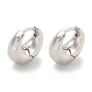 Brass Hoop Earrings, Real Platinum Plated, 13.5x6mm(EJEW-L211-010L-P)