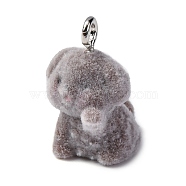 Flocky Resin Pendants, Dog, with Platinum Iron Loop, Dark Gray, 22x14x15mm, Hole: 2.4mm(FIND-S001-02A)