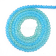 Transparent Glass Beads Strands, Segmented Multi-color Beads, Faceted Round, Medium Turquoise, 2mm, Hole: 0.6mm, about 194~199pcs/strand, 14.49 inch~14.61 inch(36.8~37.1cm)(GLAA-N041-009-01)