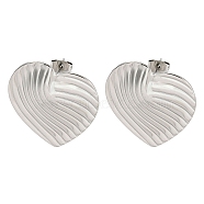 Non-Tarnish 304 Stainless Steel Ear Studs, Heart, Stainless Steel Color, 29x27mm(EJEW-P270-06A-P)