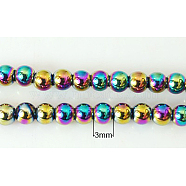 Non-Magnetic Synthetic Hematite Beads Strands, Grade A, Round, 3mm, Hole: 0.8mm(G-E001-2)