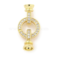 Brass Micro Pave CLear Cubic Zirconia Fold Over Clasps, Long-Lasting Plated, Lead Free & Cadmium Free, Real 18K Gold Plated, 30mm long, clasp: 12.5x7.5x6.5mm, hole: 1mm, inner diameter: 4.5mm, ring: 14x2mm(KK-Q814-01G)