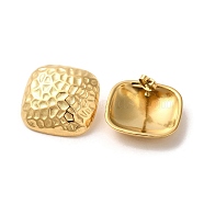 Ion Plating(IP) 304 Stainless Steel Stud Earrings, Textured Square, Golden, 25x25mm(EJEW-D100-03G)