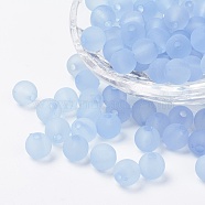 Transparent Acrylic Beads, Round, Frosted, Light Sky Blue, 4mm, Hole: 1mm, about 1400pcs/50g(X-PL704-C54)